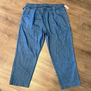 Old Navy Relaxed Chambray Drawstring Jeans in Blue NWT